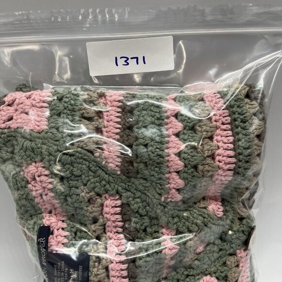 Boston Proper Crochet Cardigan Sweater‎ M Cropped One Button Granny Cottagecore - Picture 10 of 10